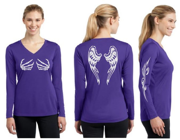 Dark Angel Reflective V-Neck Long Sleeve - 100% Cotton