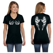 Dark Angel Reflective V-Neck Tee - 100% Cotton