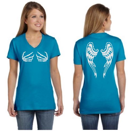 Dark Angel Reflective V-Neck Tee - 100% Cotton