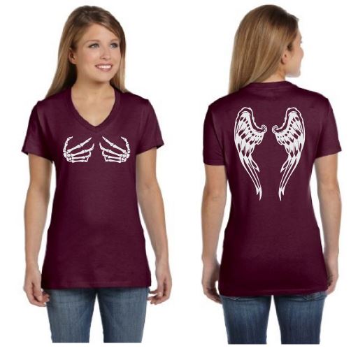 Dark Angel Reflective V-Neck Tee - 100% Cotton