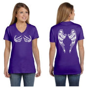 Dark Angel Reflective V-Neck Tee - 100% Cotton