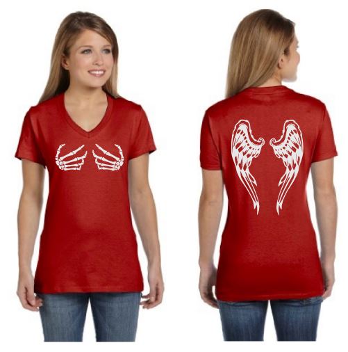 Dark Angel Reflective V-Neck Tee - 100% Cotton