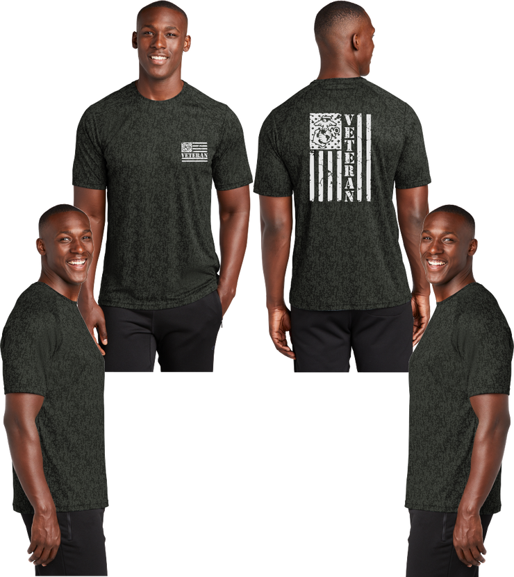 USMC Veteran Flag Digi Camo Reflective Tee - 100% Polyester