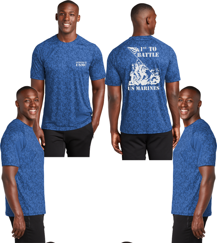 USMC 1st To Battle Digi Camo Reflective Tee - 100% Polyester