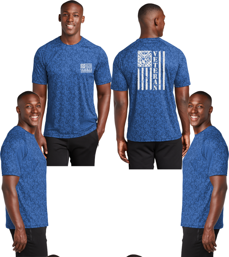 USMC Veteran Flag Digi Camo Reflective Tee - 100% Polyester