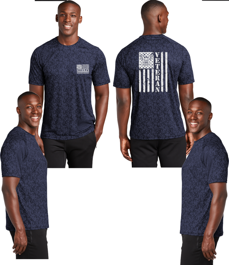 Navy Veteran Flag Digi Camo Reflective Tee - 100% Polyester