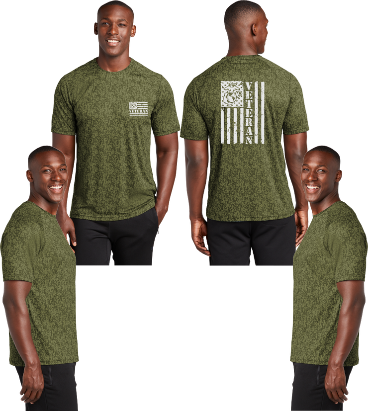 USMC Veteran Flag Digi Camo Reflective Tee - 100% Polyester