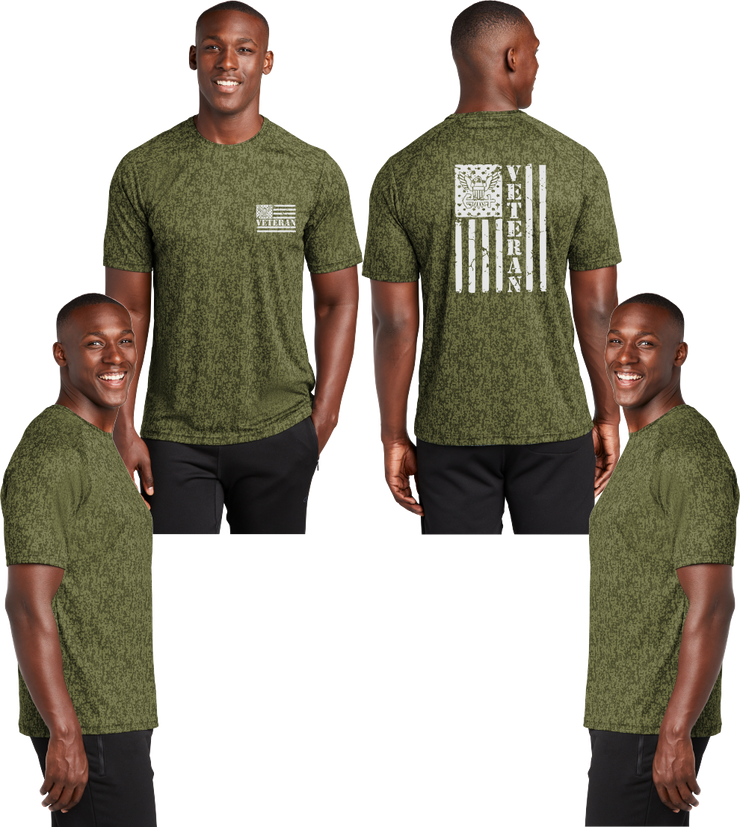 Navy Veteran Flag Digi Camo Reflective Tee - 100% Polyester