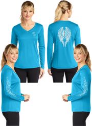 Hot Diva Wings - Silver Reflective - V-Neck Long Sleeve - 100% Polyester