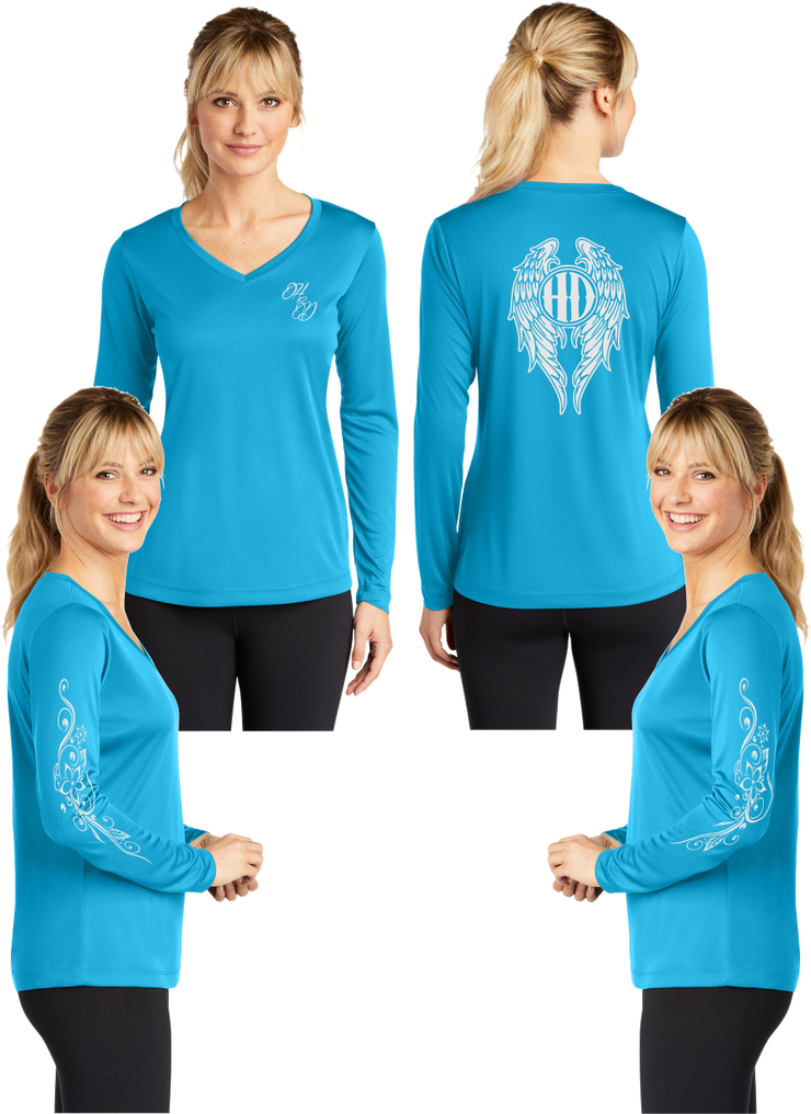 Hot Diva Wings - Silver Reflective - V-Neck Long Sleeve - 100% Polyester