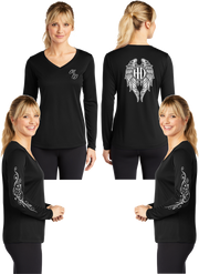 Hot Diva Wings - Silver Reflective - V-Neck Long Sleeve - 100% Polyester