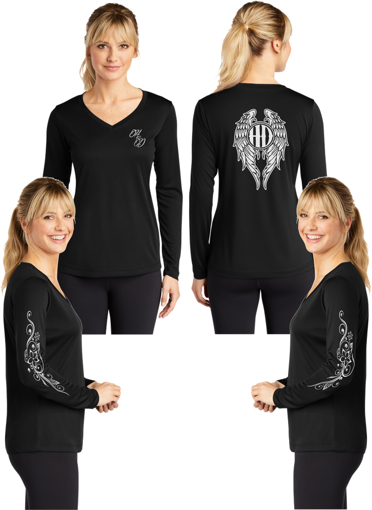 Hot Diva Wings - Silver Reflective - V-Neck Long Sleeve - 100% Polyester