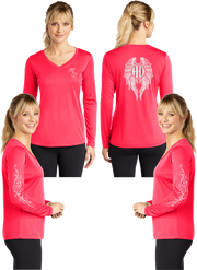 Hot Diva Wings - Silver Reflective - V-Neck Long Sleeve - 100% Polyester