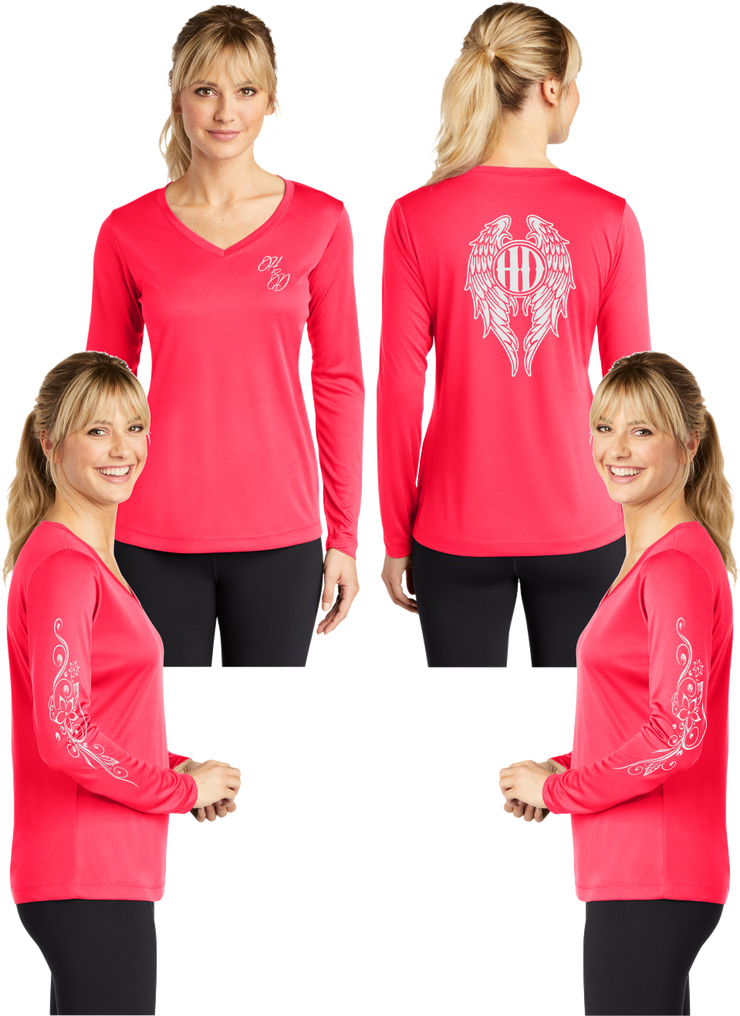 Hot Diva Wings - Silver Reflective - V-Neck Long Sleeve - 100% Polyester