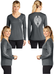 Hot Diva Wings - Silver Reflective - V-Neck Long Sleeve - 100% Polyester