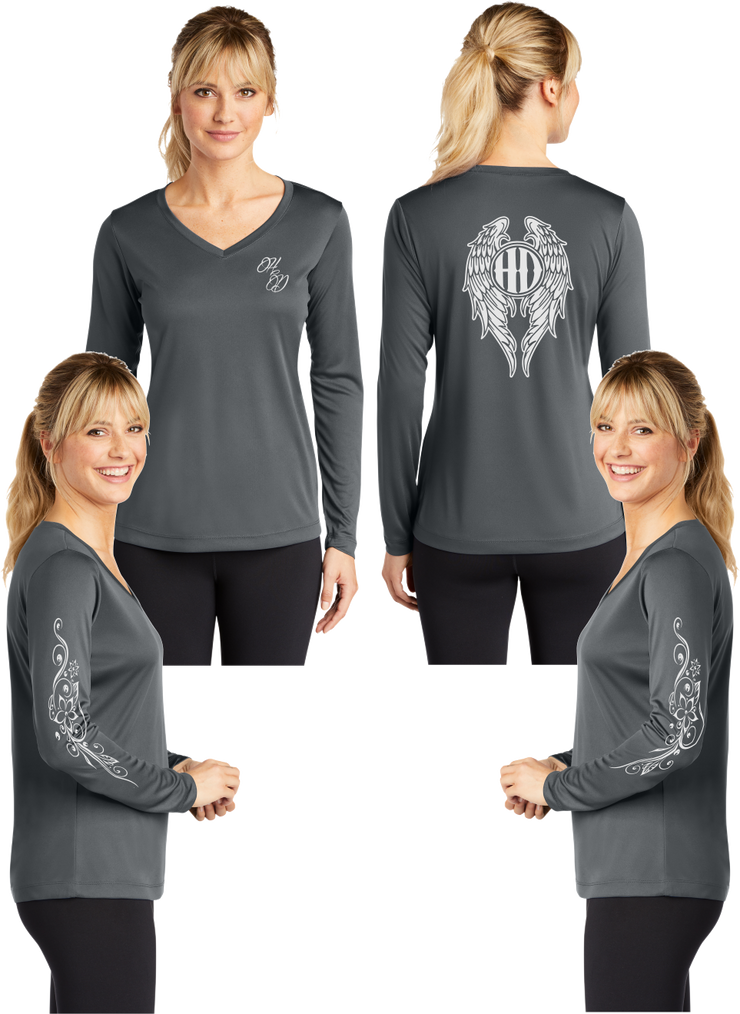 Hot Diva Wings - Silver Reflective - V-Neck Long Sleeve - 100% Polyester