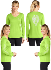 Hot Diva Wings - Silver Reflective - V-Neck Long Sleeve - 100% Polyester