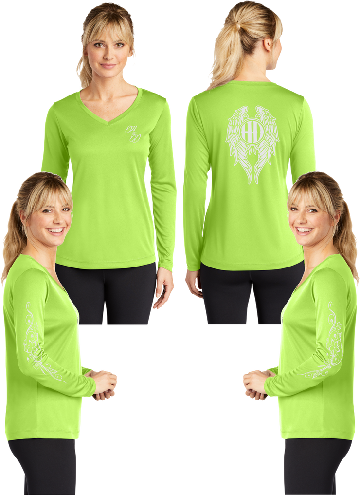 Hot Diva Wings - Silver Reflective - V-Neck Long Sleeve - 100% Polyester