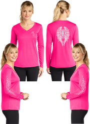 Hot Diva Wings - Silver Reflective - V-Neck Long Sleeve - 100% Polyester