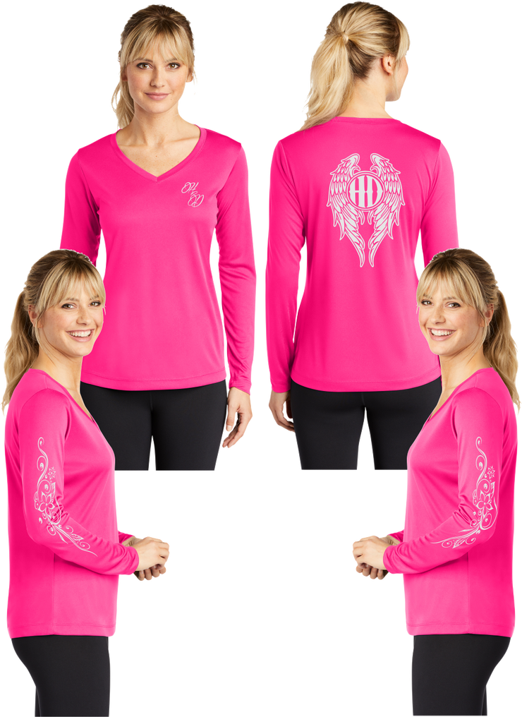 Hot Diva Wings - Silver Reflective - V-Neck Long Sleeve - 100% Polyester