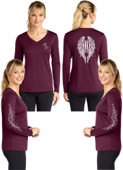 Hot Diva Wings - Silver Reflective - V-Neck Long Sleeve - 100% Polyester