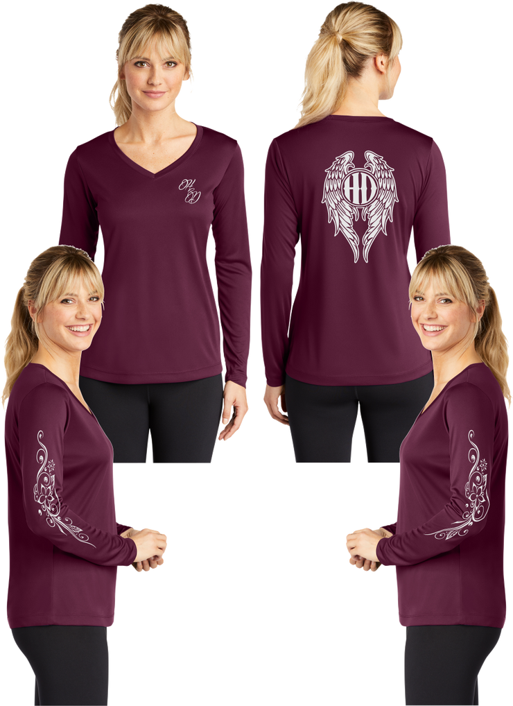 Hot Diva Wings - Silver Reflective - V-Neck Long Sleeve - 100% Polyester