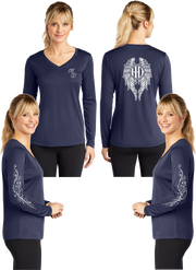 Hot Diva Wings - Silver Reflective - V-Neck Long Sleeve - 100% Polyester
