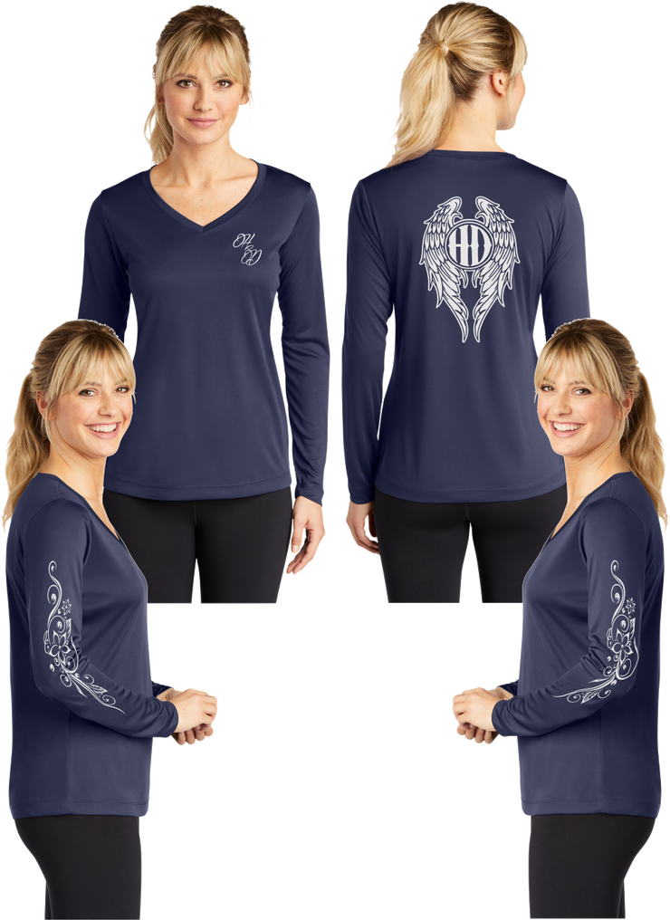 Hot Diva Wings - Silver Reflective - V-Neck Long Sleeve - 100% Polyester