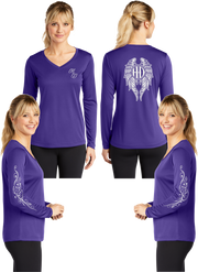 Hot Diva Wings - Silver Reflective - V-Neck Long Sleeve - 100% Polyester