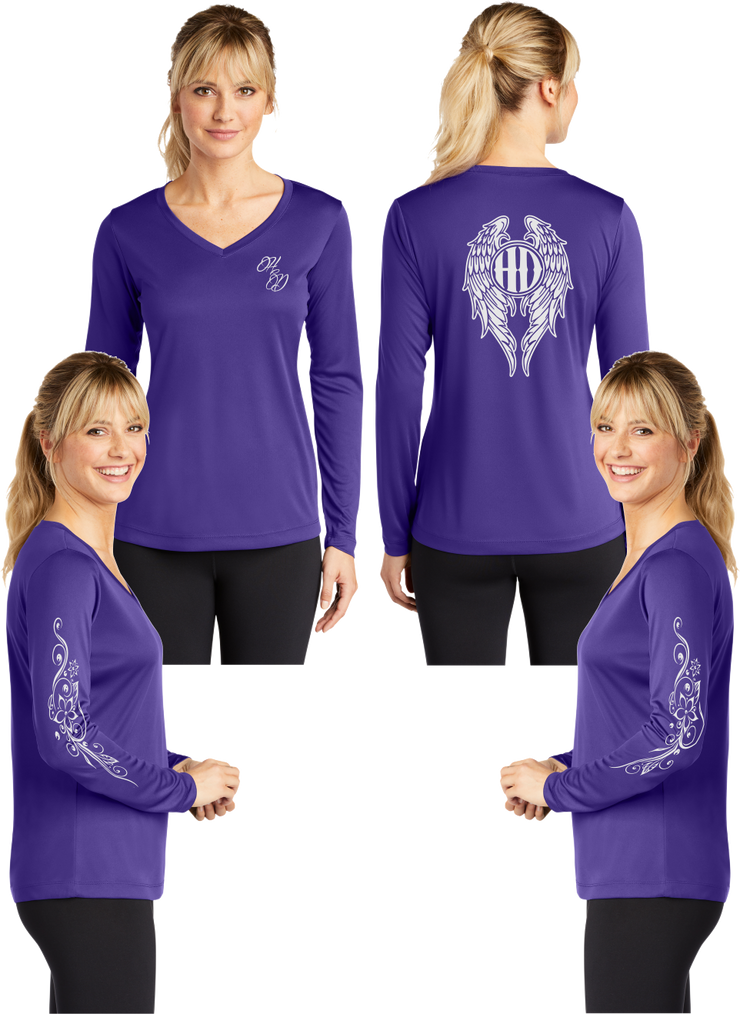Hot Diva Wings - Silver Reflective - V-Neck Long Sleeve - 100% Polyester