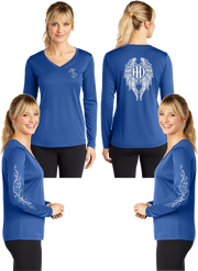 Hot Diva Wings - Silver Reflective - V-Neck Long Sleeve - 100% Polyester