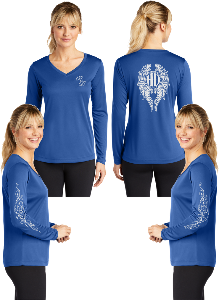 Hot Diva Wings - Silver Reflective - V-Neck Long Sleeve - 100% Polyester