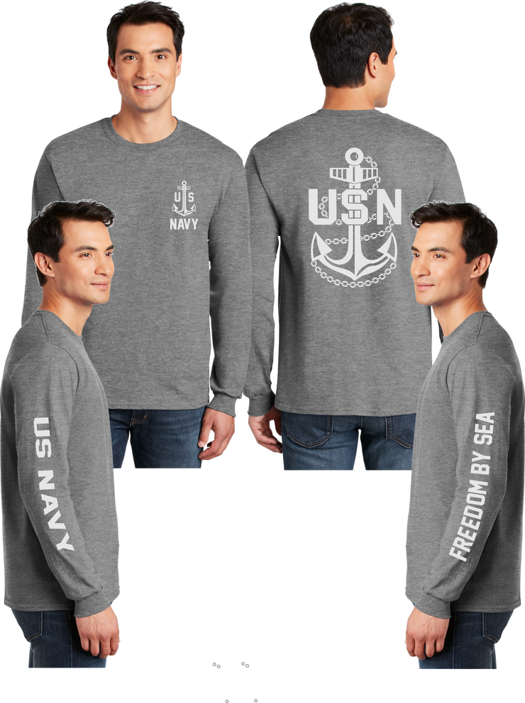 Navy Anchor Reflective Long Sleeve - 100% Polyester