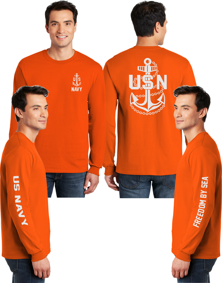 Navy Anchor Reflective Long Sleeve - 100% Polyester