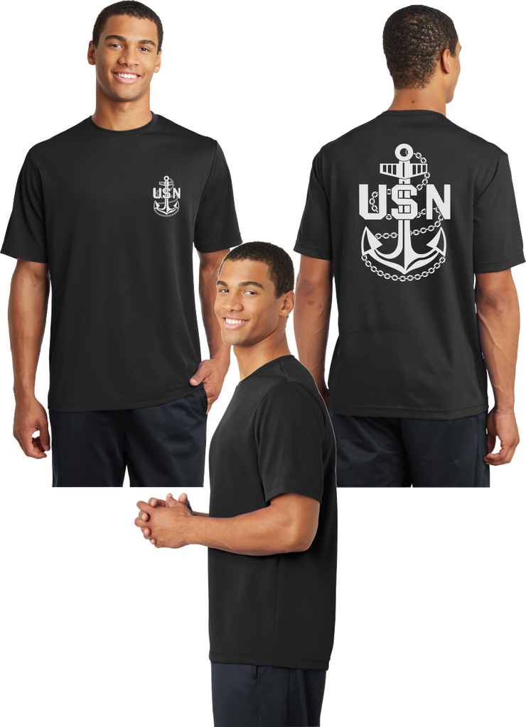 Navy Anchor Reflective Tee - 100% Polyester