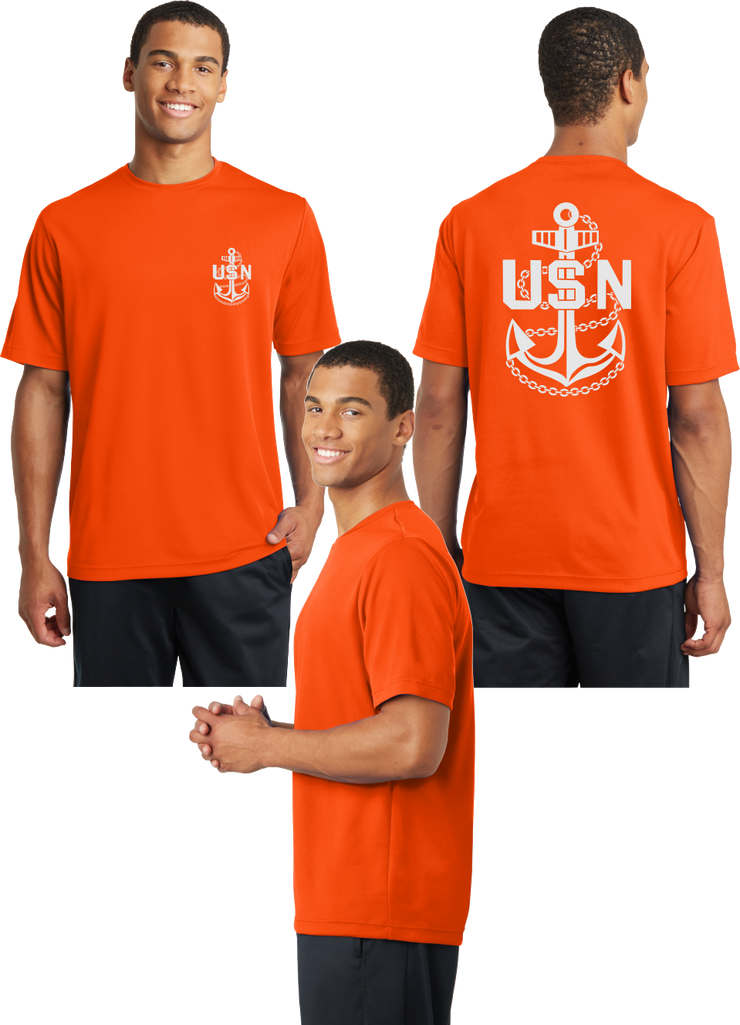 Navy Anchor Reflective Tee - 100% Polyester