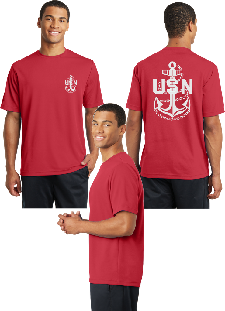 Navy Anchor Reflective Tee - 100% Polyester