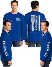 Navy Veteran Flag Reflective Long Sleeve - 100% Cotton