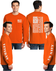 Navy Veteran Flag Reflective Long Sleeve - 100% Cotton