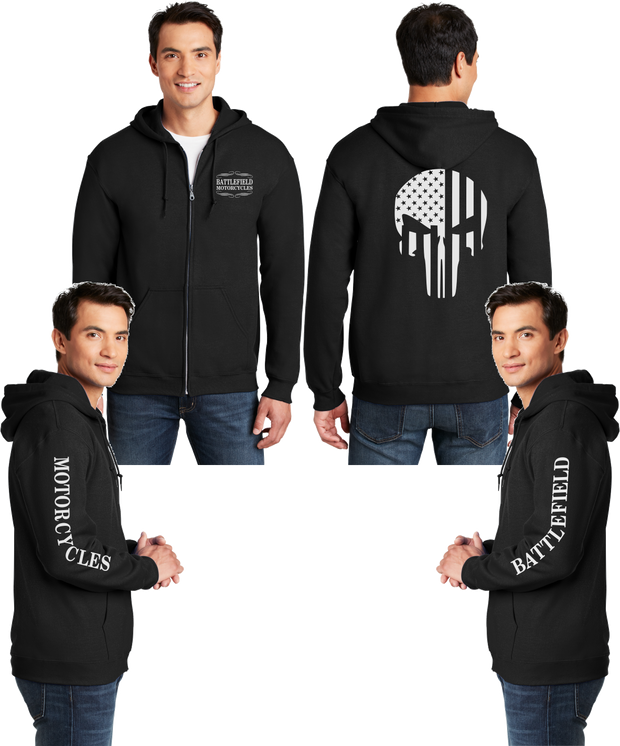 Battlefield Flag Punisher - Reflective Zippered Hoodie