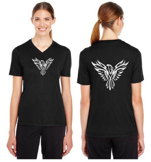 Tribal Phoenix Reflective V-Neck Tee - 100% Polyester