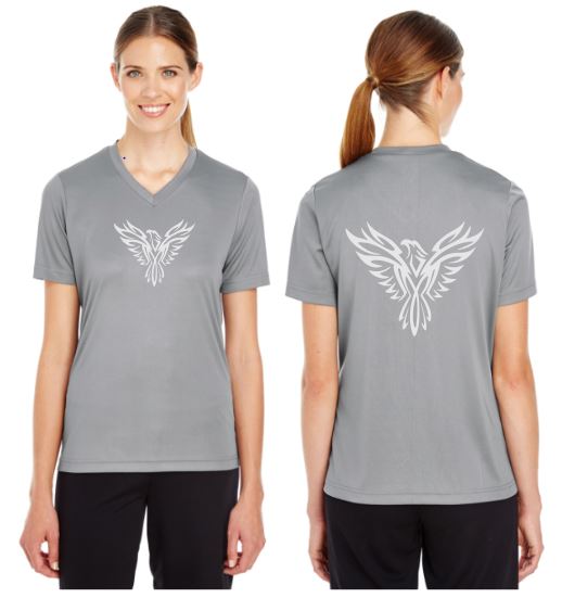 Tribal Phoenix Reflective V-Neck Tee - 100% Polyester