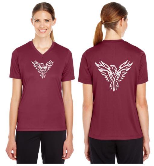 Tribal Phoenix Reflective V-Neck Tee - 100% Polyester