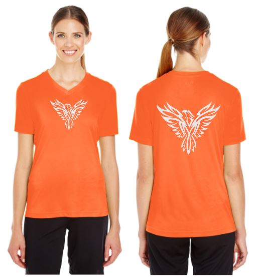 Tribal Phoenix Reflective V-Neck Tee - 100% Polyester