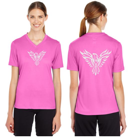 Tribal Phoenix Reflective V-Neck Tee - 100% Polyester