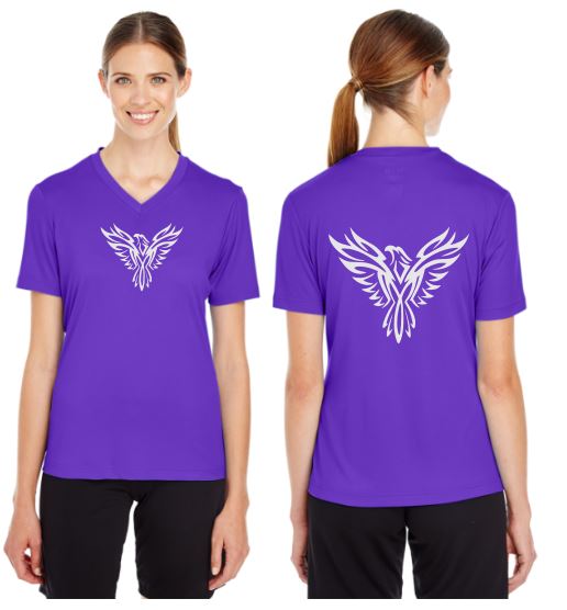 Tribal Phoenix Reflective V-Neck Tee - 100% Polyester