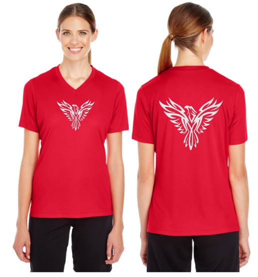 Tribal Phoenix Reflective V-Neck Tee - 100% Polyester