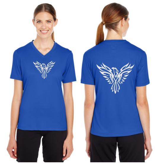 Tribal Phoenix Reflective V-Neck Tee - 100% Polyester