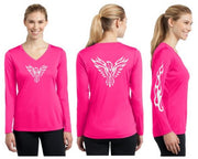 Tribal Phoenix Reflective V-Neck Long Sleeve - 100% Cotton