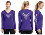 Tribal Phoenix Reflective V-Neck Long Sleeve - 100% Cotton